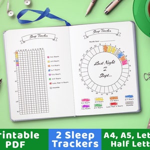 Bujo Journal Sleep Trackers, Sleep Tracking, Sleep Planner Printable, Sleep Chart, Sleep Log, Sleep Journal Pages, Bujo Printable, PDF