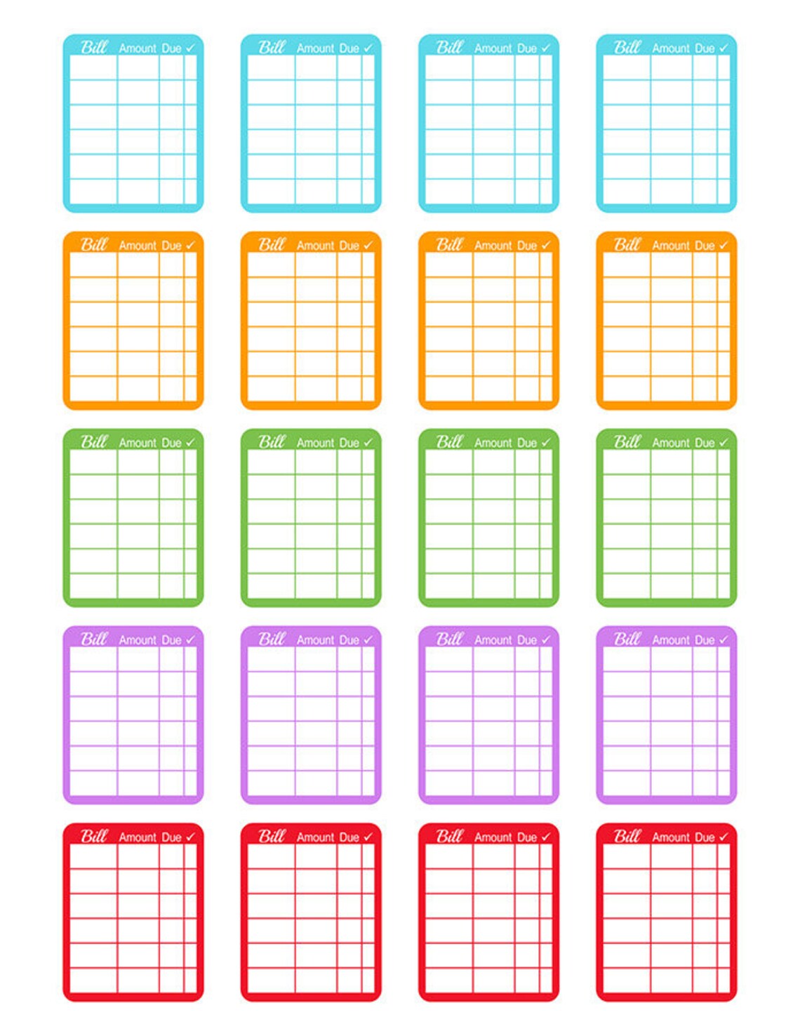 Bill Tracker Planner Stickers Bullet Journal Stickers - Etsy