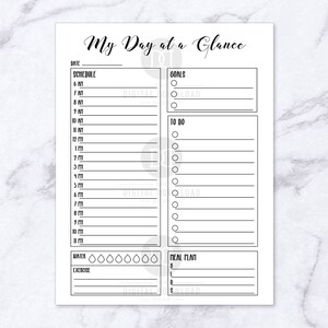Day at a Glance Printable + Month at a Glance Bullet Journal Printable ...