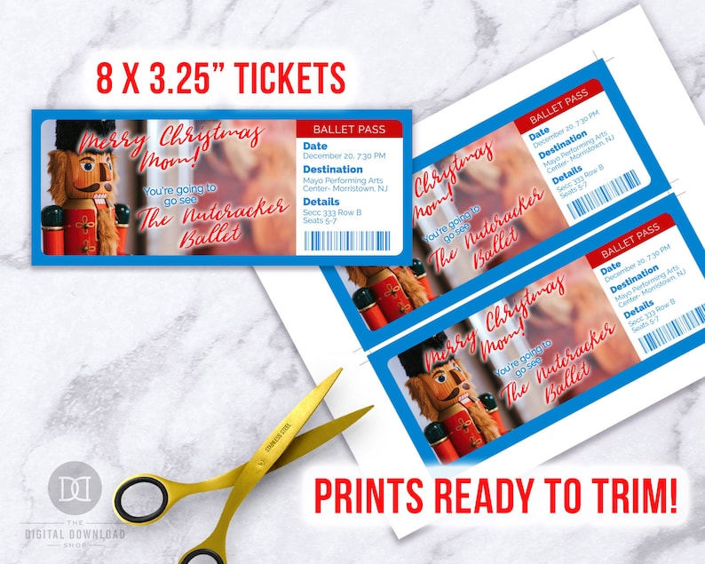 Nutcracker Ballet Ticket Template Printable Tickets Etsy