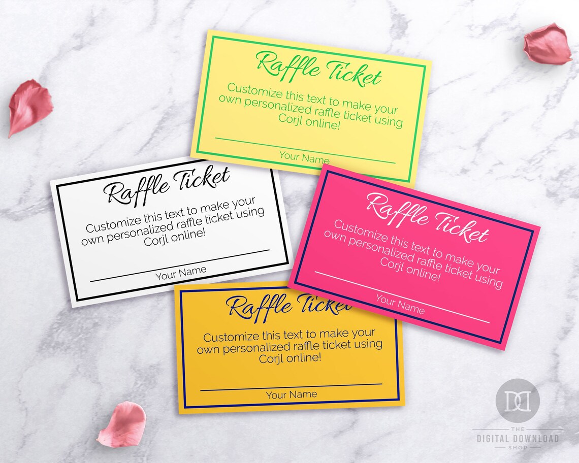 Personal Raffle Tickets Raffle Ticket Editable Template- Choose Your Own Colors, Printable ...
