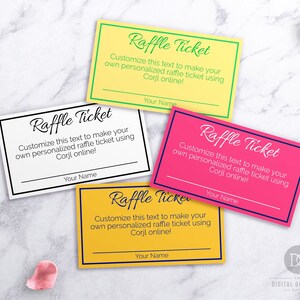 Personalized Raffle T Raffle Ticket Editable Template- Choose Your Own Colors, Printable ...