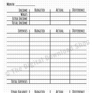 Monthly Budget Printable, Bullet Journal Budget Printable, Budget ...