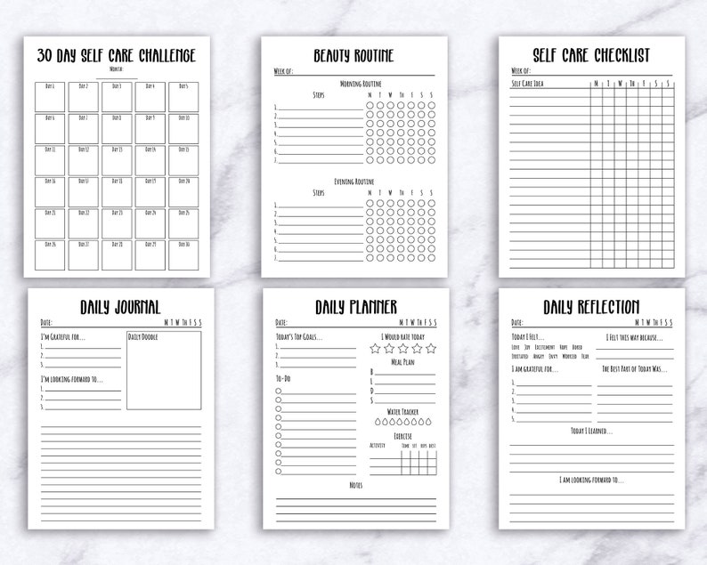 Self Care Planner Printables Bundle Mental Health Planner Etsy
