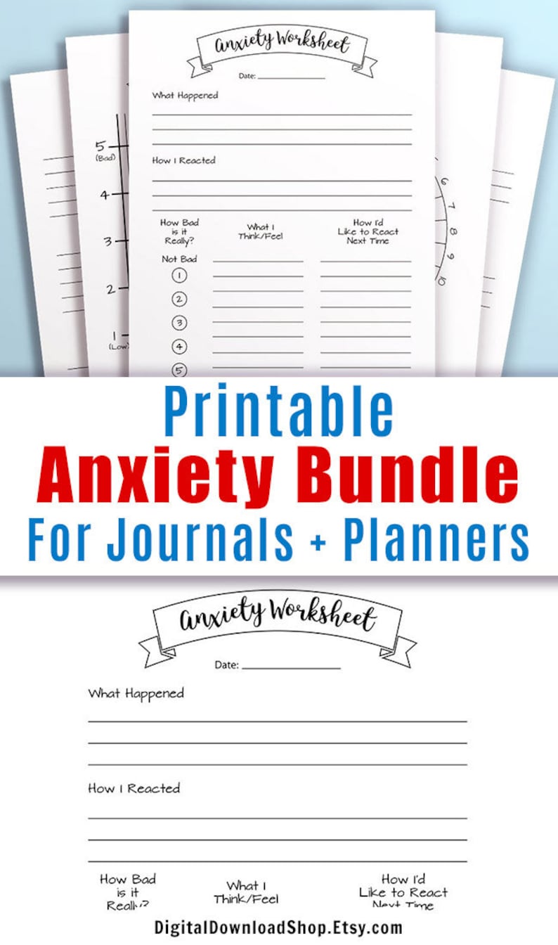 Bullet Journal Anxiety Printables Bundle Anxiety Tracker | Etsy
