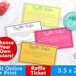 raffle ticket editable template choose your own colors etsy