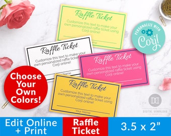Raffle Ticket Editable Template- Choose Your Own Colors, Printable Raffle Ticket, Personalized Diaper Raffle Ticket, Custom Raffle Ticket