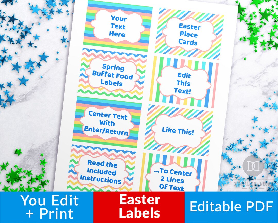 Easter Labels Printable, Editable Easter Tags, Customizable Easter Gift