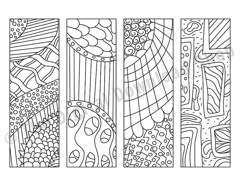 Zendoodle Coloring Bookmarks, Printable Bookmarks to Color, DIY Bookmark Coloring, Printable Coloring Page, Digital Adult Coloring Pages image 3