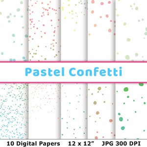 Pastell Konfetti Digitale Papiere, Konfetti Bordüren, Runde Konfetti Muster, Geburtstagsparty Konfetti Clipart, Digitaler Hintergrund, Multicolor