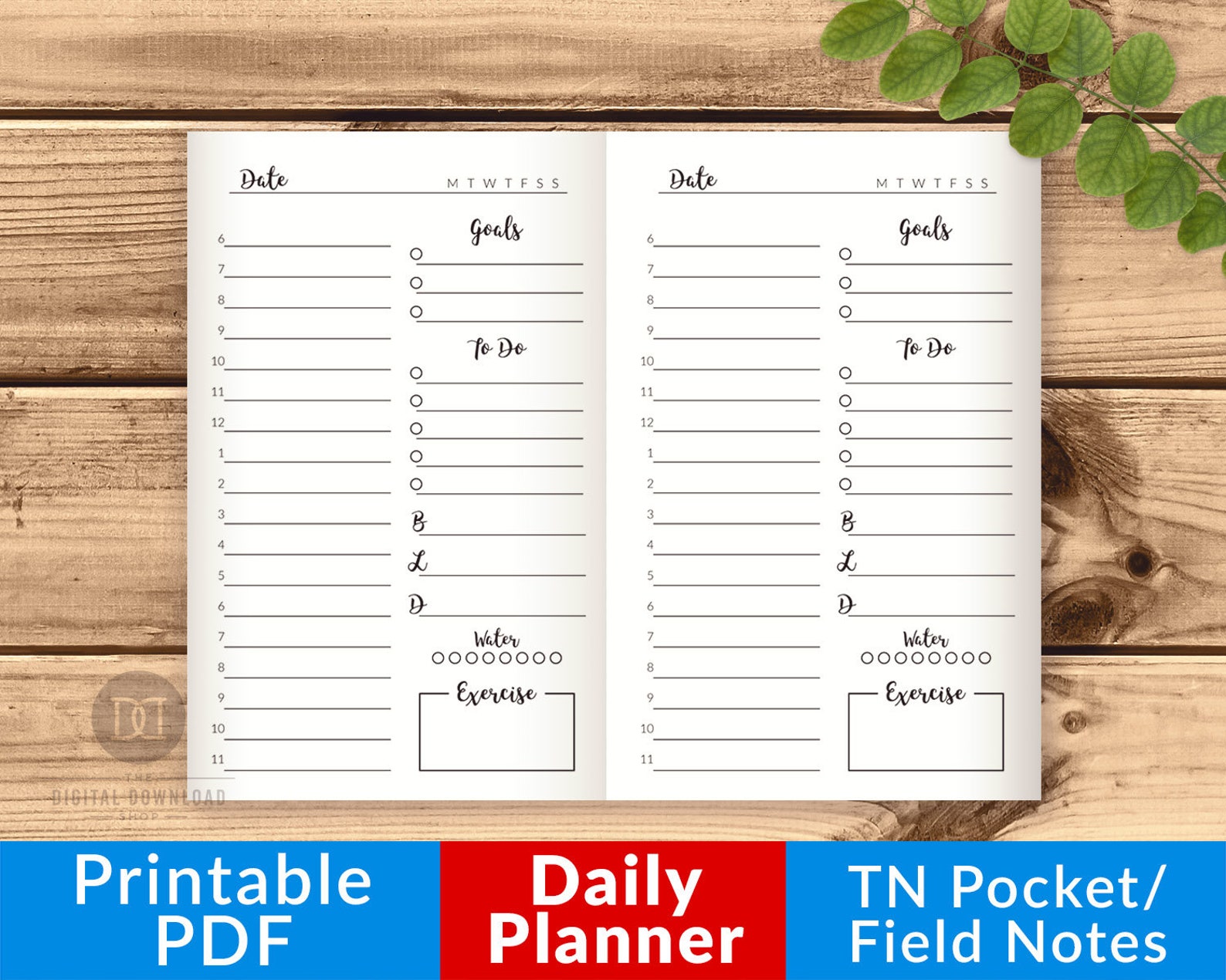 Field Notes Day Planner TN Pocket Daily Planner, TN Field Notes Travelers Notebook Inserts ...