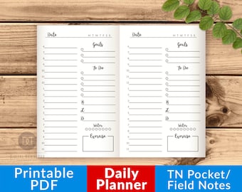 TN Pocket Daily Planner, TN Field Notes Travelers Notebook Inserts Printable, Undated Daily Schedule Printable, Day Per Page, Planner PDF