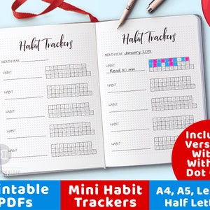Mini Habit Trackers Printable, Bujo Journal Habit Trackers, 31 Day Habit Tracker Chart, Routine Log, Habit Tracking, Bullet Journaling