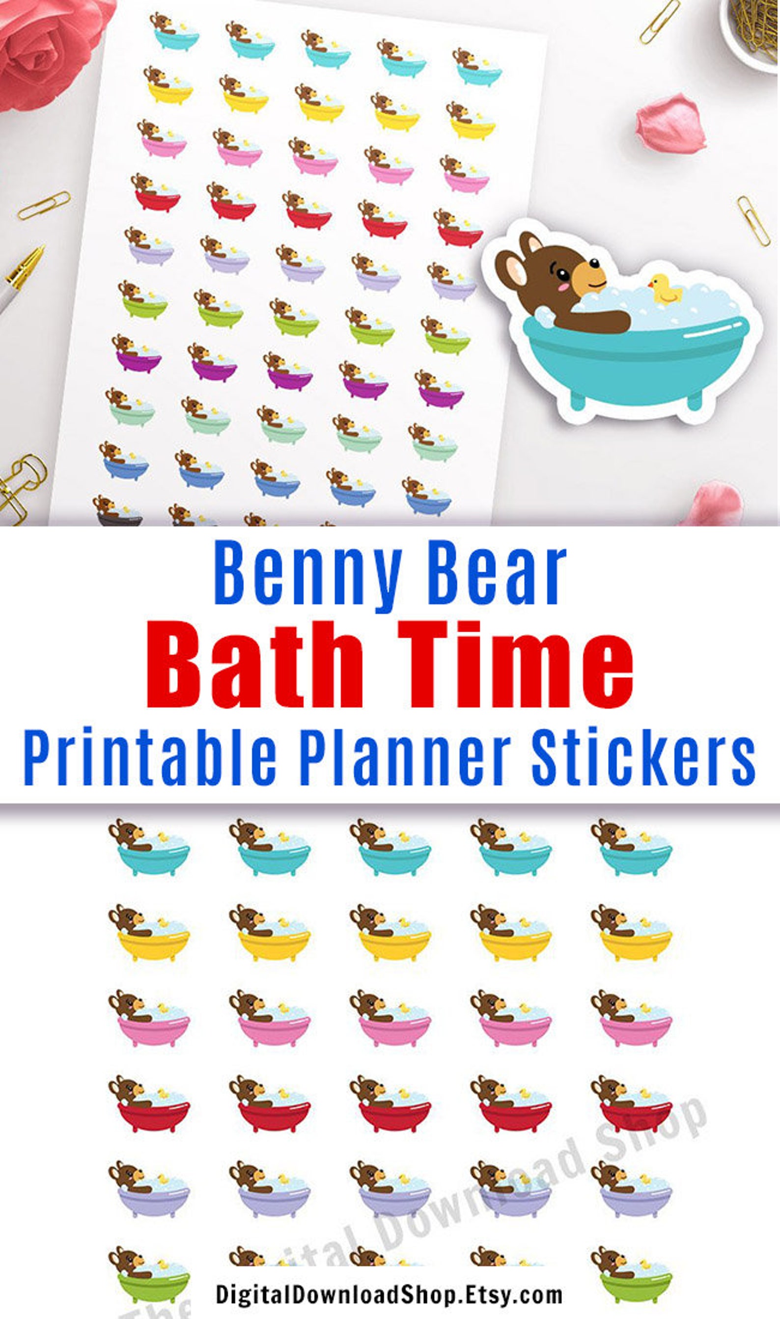 Bath Planner Stickers Bubble Bath Time Planner Stickers Me Etsy