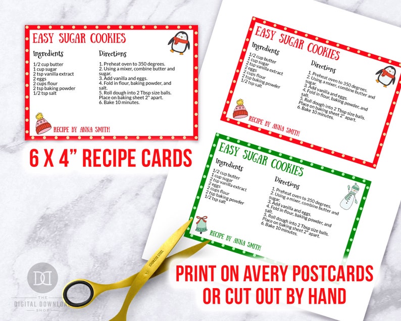 Christmas Cookie Recipe Card Printable Editable Xmas Recipe  Etsy