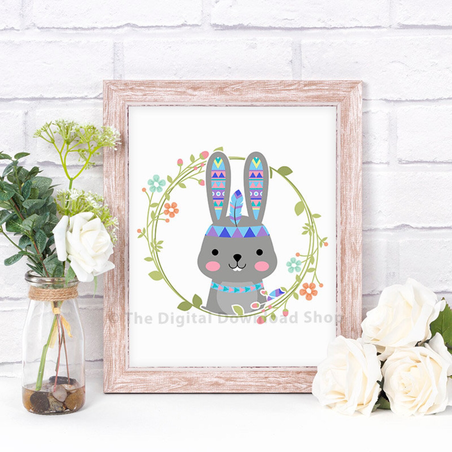 Tribal Rabbit Printable Rabbit Nursery Decor Rabbit Print Etsy
