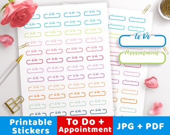 Per fare adesivi planner stampabili, adesivi planner stampabili appuntamento, adesivi planner promemoria, to do list, parole di script, funzionale