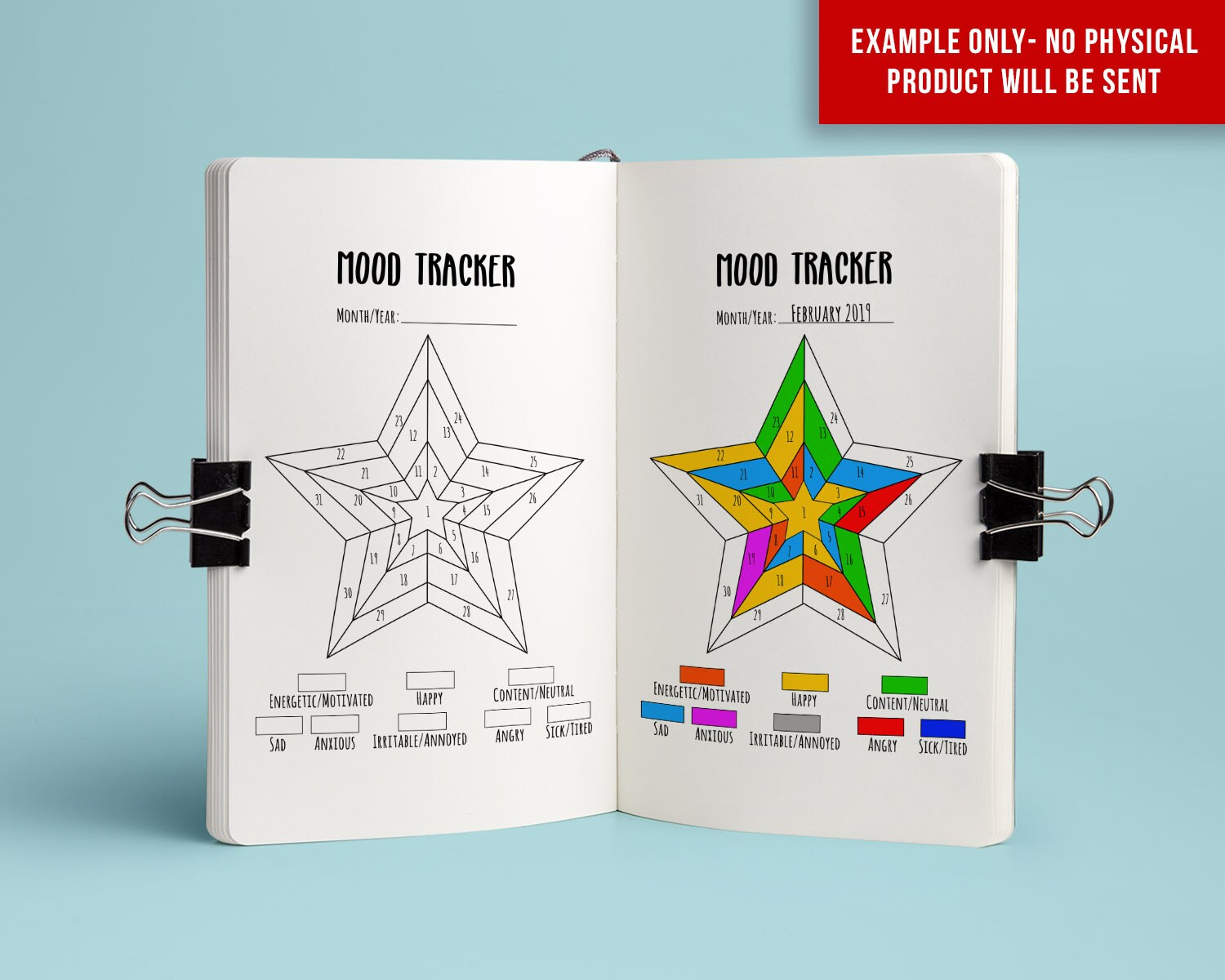Star Bujo Journal Mood Tracker Printable, Anxiety Tracker Printable ...