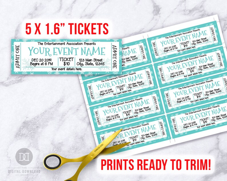 Winter Event Ticket Printable Snowflake Editable Ticket - Etsy
