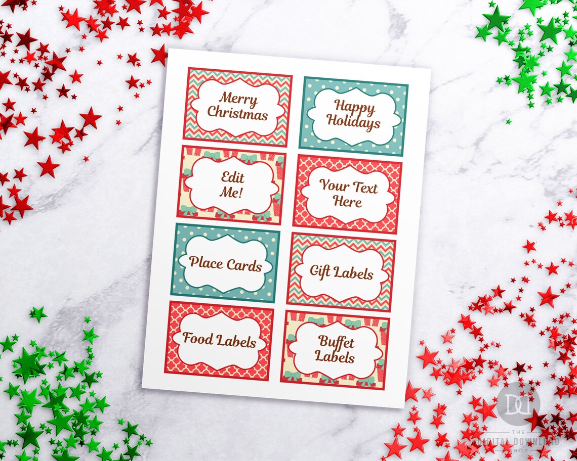 Vintage Christmas Labels Template Printable Editable Retro | Etsy