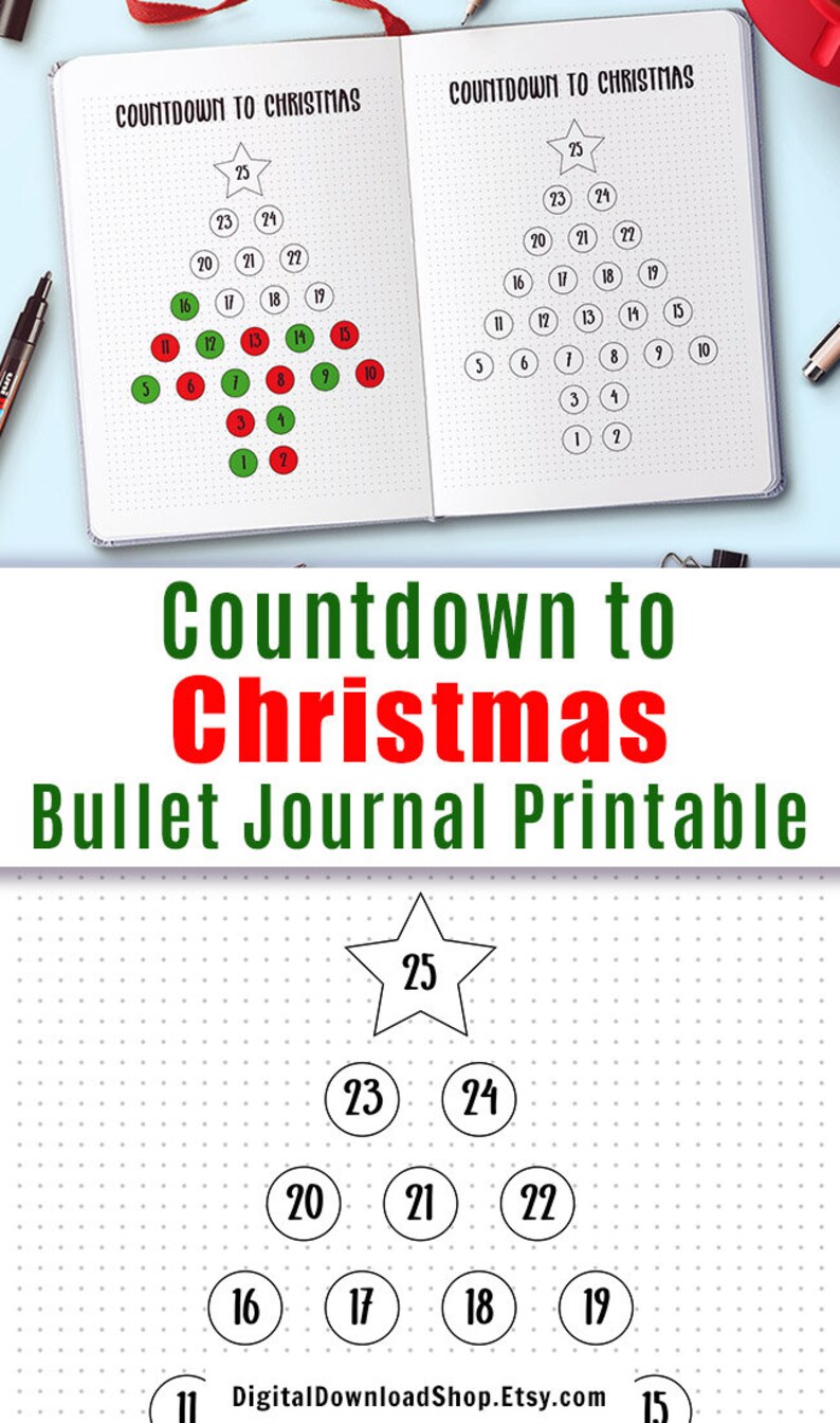 Bullet Journal Christmas Countdown Printable Countdown to Etsy