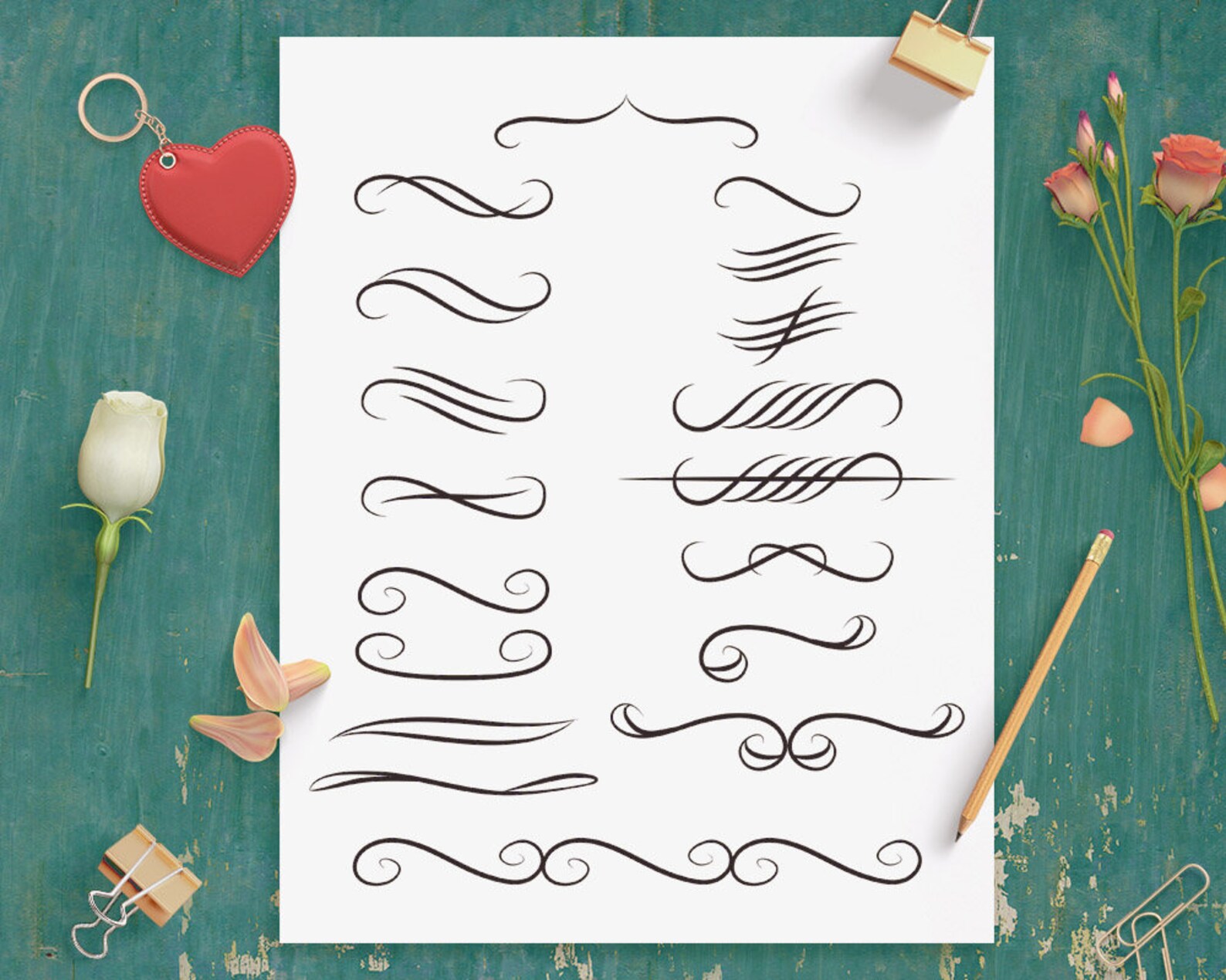 18 Calligraphy Dividers, Wedding Clipart, Calligraphy Clipart, Flourish ...