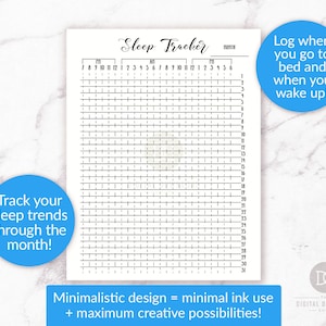 Sleep Tracker Bujo Journal Printable, Sleep Tracker Printable, 31 Day ...