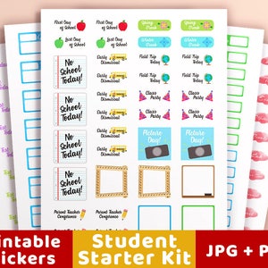 Planner Starter Kit- Student Stickers, Bullet Journal Stickers Printable Planner Stickers, College Student, Study Planner, School Reminders