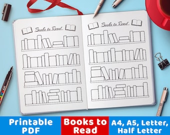 Bullet Journal Reading Tracker Printable, Books to Read Planner, Book Tracker, Book List, Reading Log, Bujo Printable Planner Insert PDFs