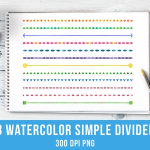 18 Watercolor Simple Line Dividers Clipart, Watercolor Clipart, Text Divider Clipart, Border Clipart, Frame Clipart, Page Divider Clipart