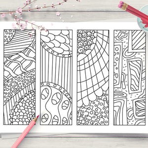 Zendoodle Coloring Bookmarks, Printable Bookmarks to Color, DIY Bookmark Coloring, Printable Coloring Page, Digital Adult Coloring Pages image 2