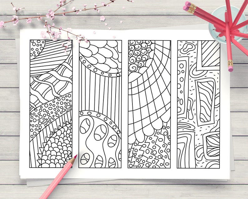 Zendoodle Coloring Bookmarks, Printable Bookmarks to Color, DIY Bookmark Coloring, Printable Coloring Page, Digital Adult Coloring Pages image 2