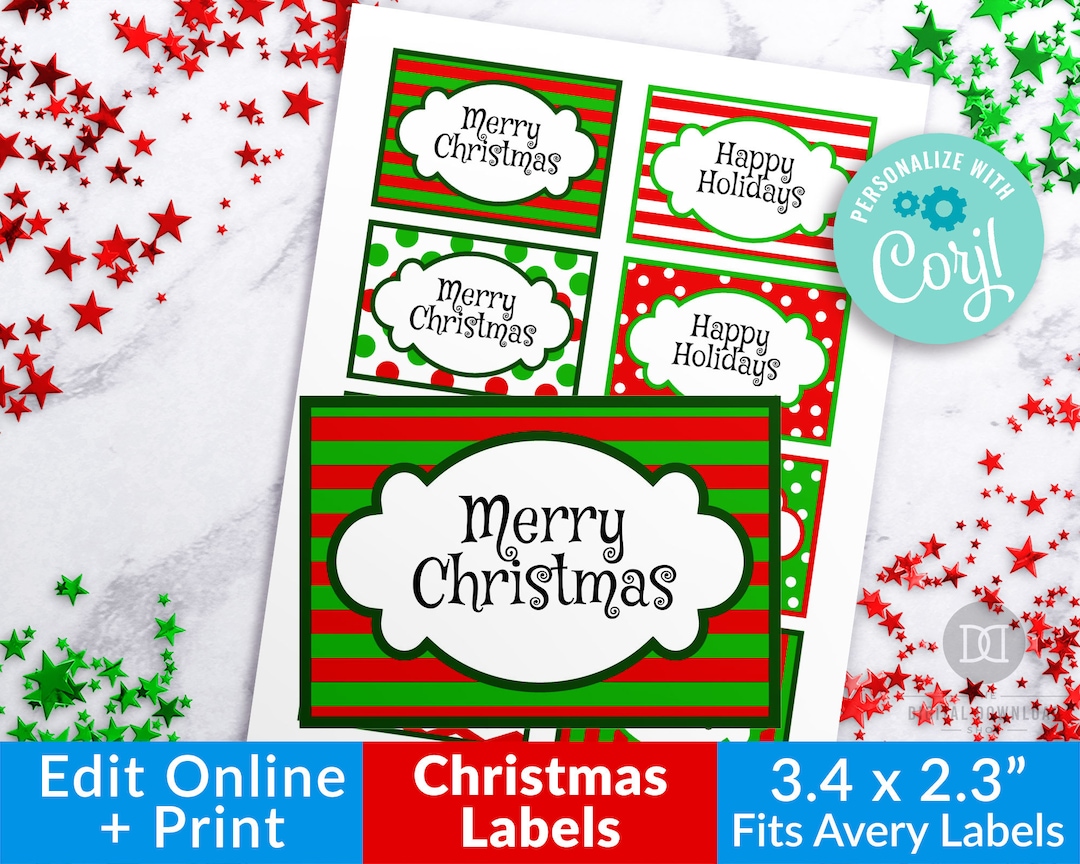 christmas labels printable, editable christmas tags, customizable