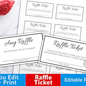 Plantilla de boleto de rifa editable e imprimible (blanco y negro), boleto de rifa imprimible, boleto de rifa personalizado, participa para ganar, rifa de pañales en PDF