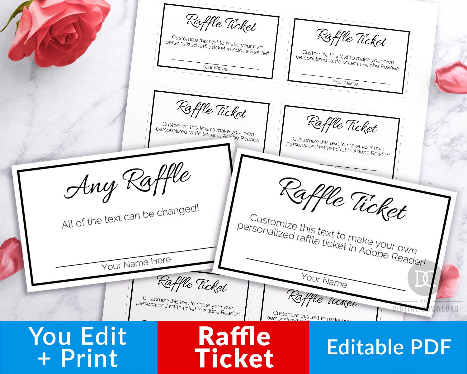 raffle ticket template editable printable black and white etsy