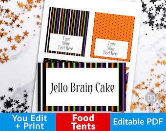 Halloween Food Tents Printable, Halloween Editable Buffet Cards, Halloween Food Tags Printable, Buffet Label Printable, Halloween Place Card