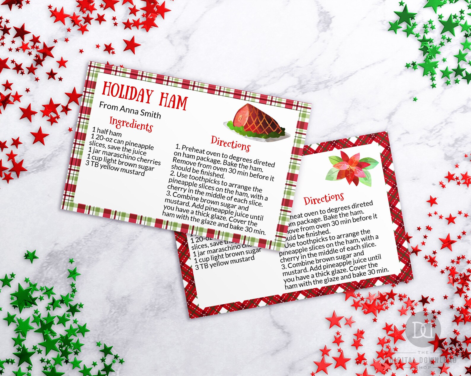 Holiday Recipe Card Printable Editable Christmas Recipe | Etsy