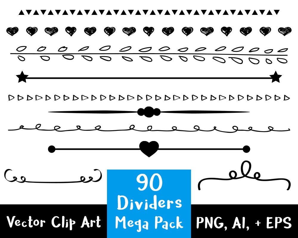Line Divider Clipart 90 Dividers Mega Pack, Wedding Clipart, Page Divider  Clipart, Divider Graphics, Border Clipart Doodle, Commercial Use - Etsy