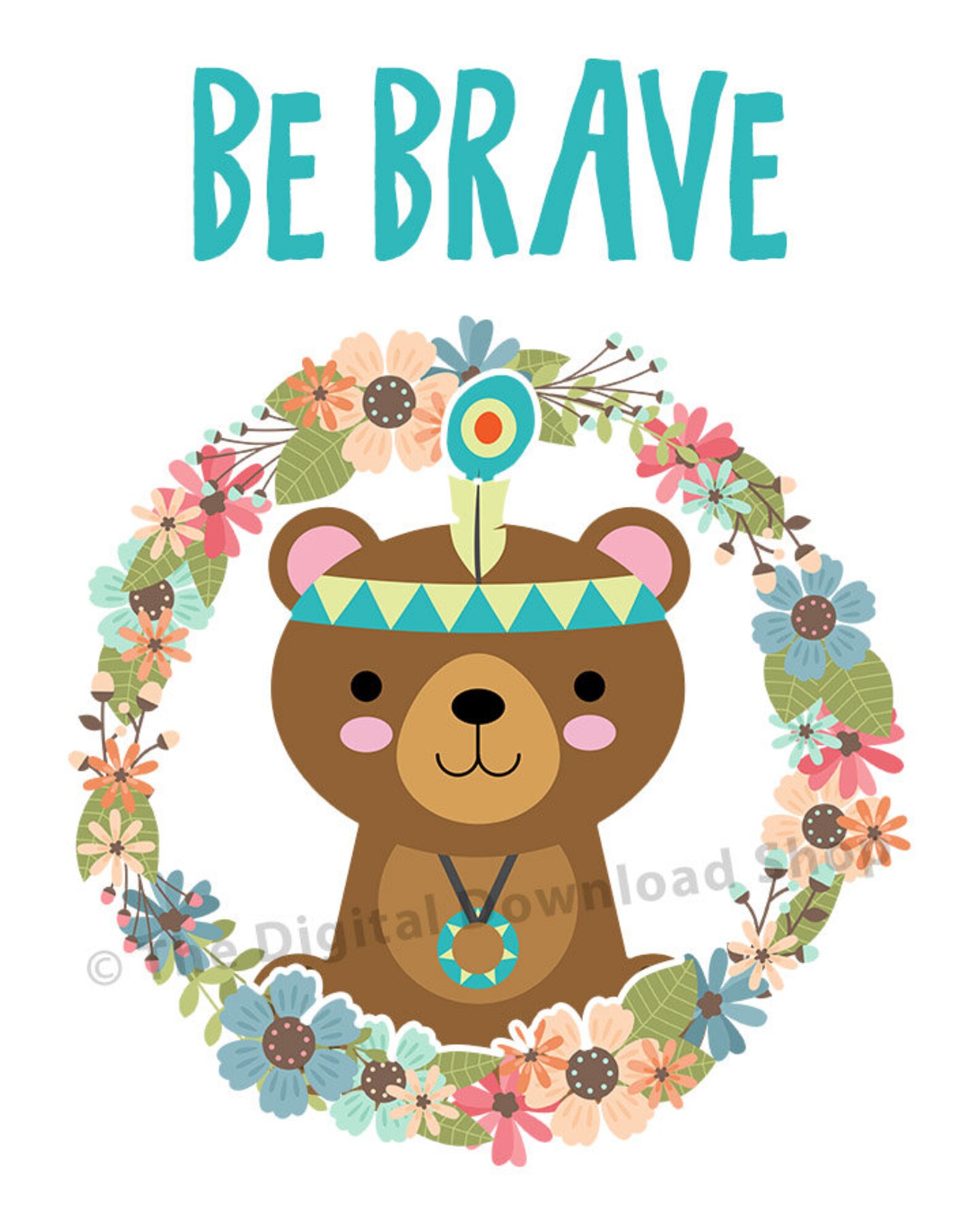 Be Brave Bear Printable Be Brave Print Bear Prints for Etsy