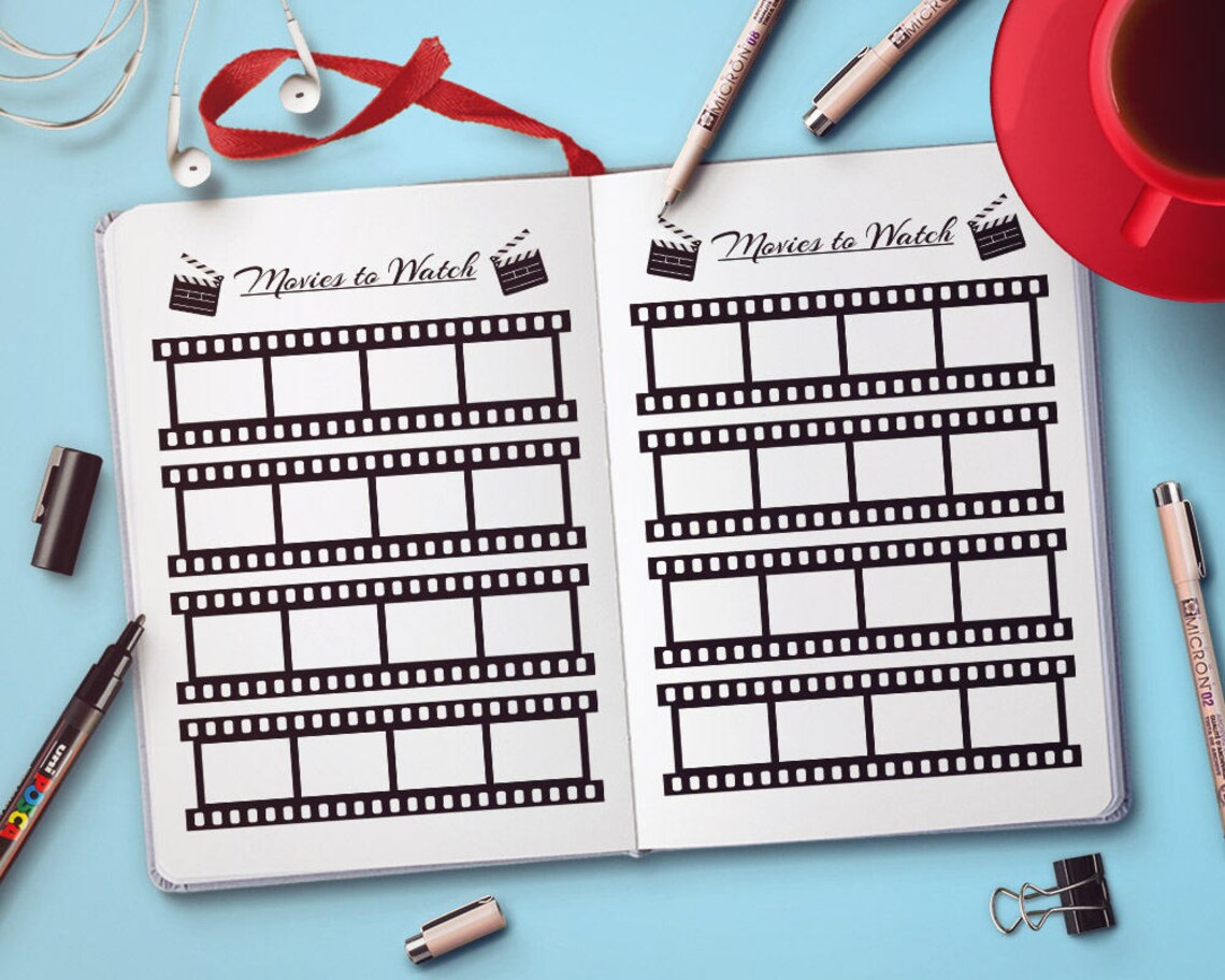 Bullet Journal Movies to Watch Planner Printable Movie | Etsy