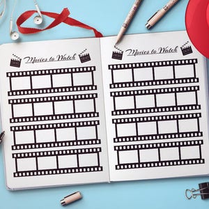 Bullet Journal Movies to Watch Planner Printable, Movie Tracker, Movie ...