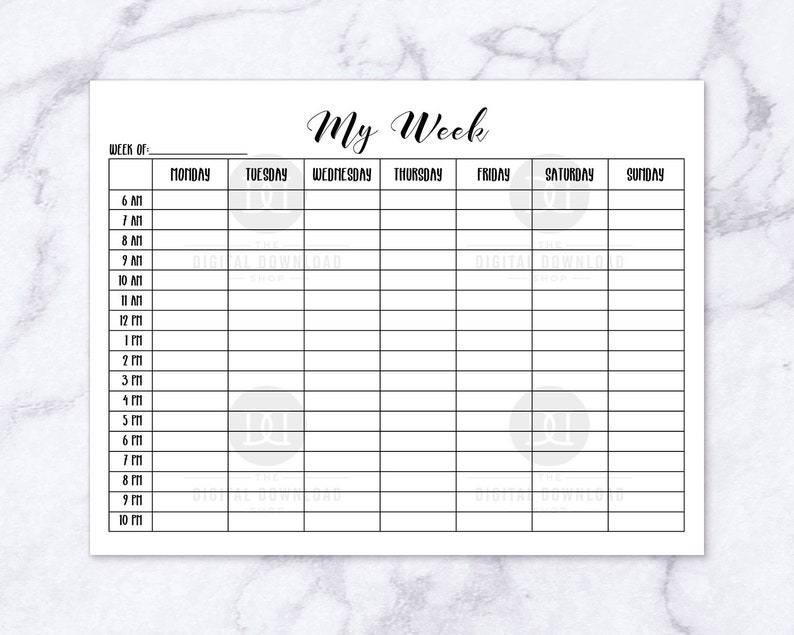 Time Blocking Planner Printable Weekly Planner, Time Blocking Printable, Undated Hourly Planner, Hourly Schedule, Time Management Planner image 3