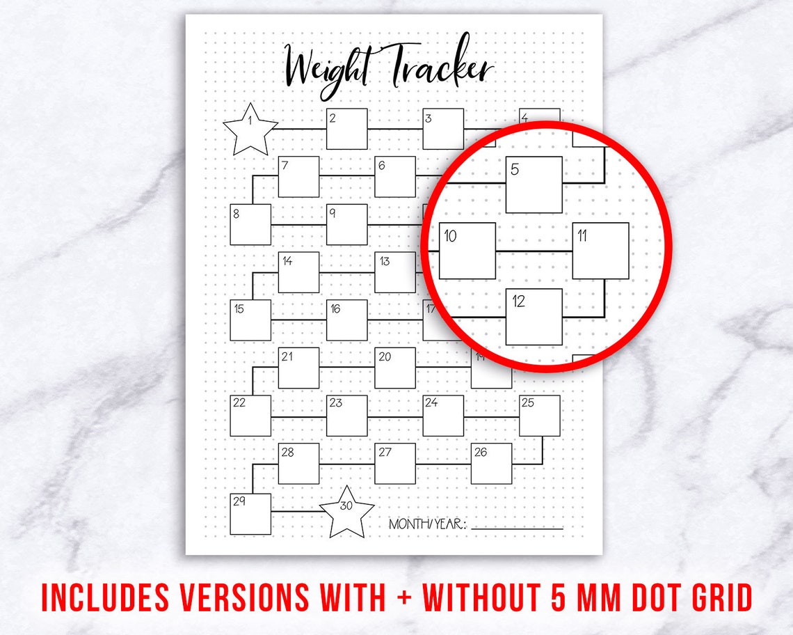 2 Weight Tracker Printables Bullet Journal Weight Loss | Etsy