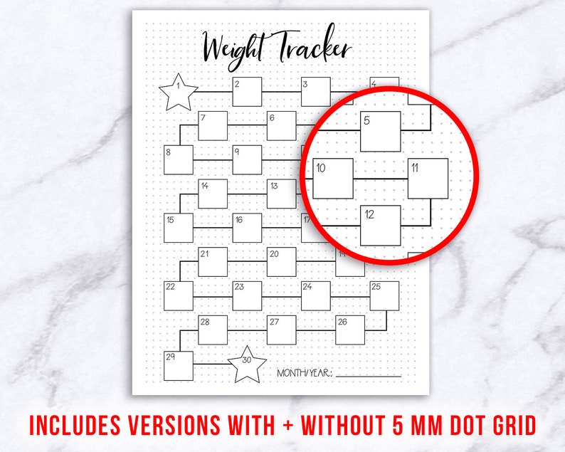 2 Weight Tracker Printables Bullet Journal Weight Loss | Etsy