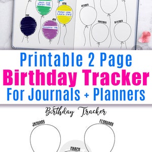 Birthday Tracker Printable, Bujo Journal Birthday Tracker, Birthday ...