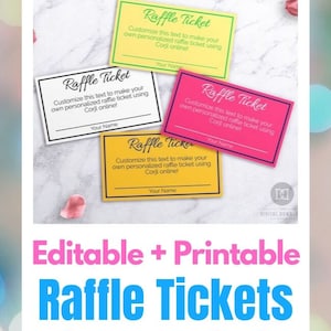 raffle ticket editable template choose your own colors etsy