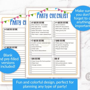 Party Checklists Printables, Party Planner Printable, Event Checklist ...