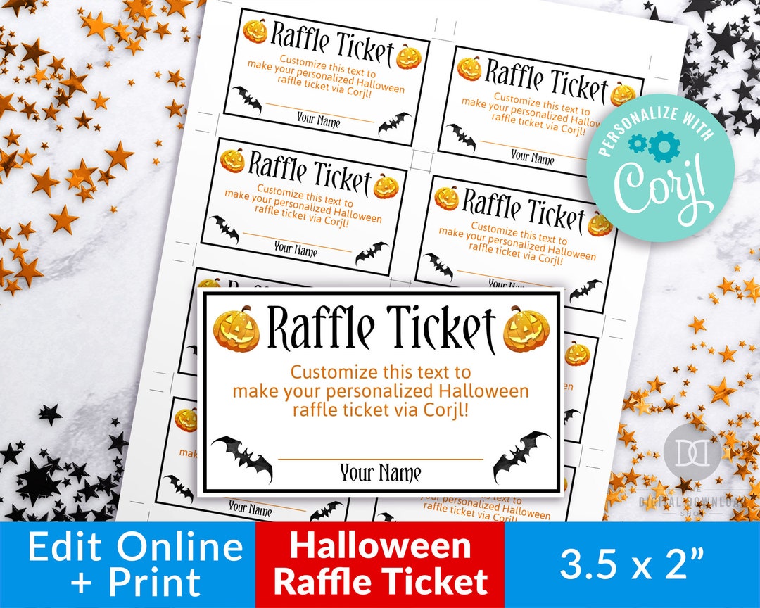 Halloween Raffle Ticket Template Editable, Printable Raffle Ticket