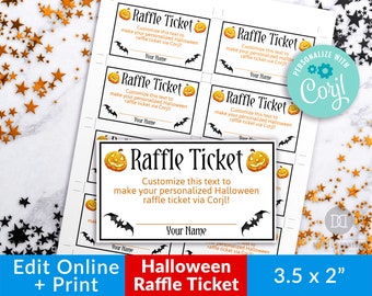 Halloween Raffle Ticket Template Editable, Printable Raffle Ticket, Custom Raffle Ticket, Halloween Diaper Raffle, Bats Editable Raffle
