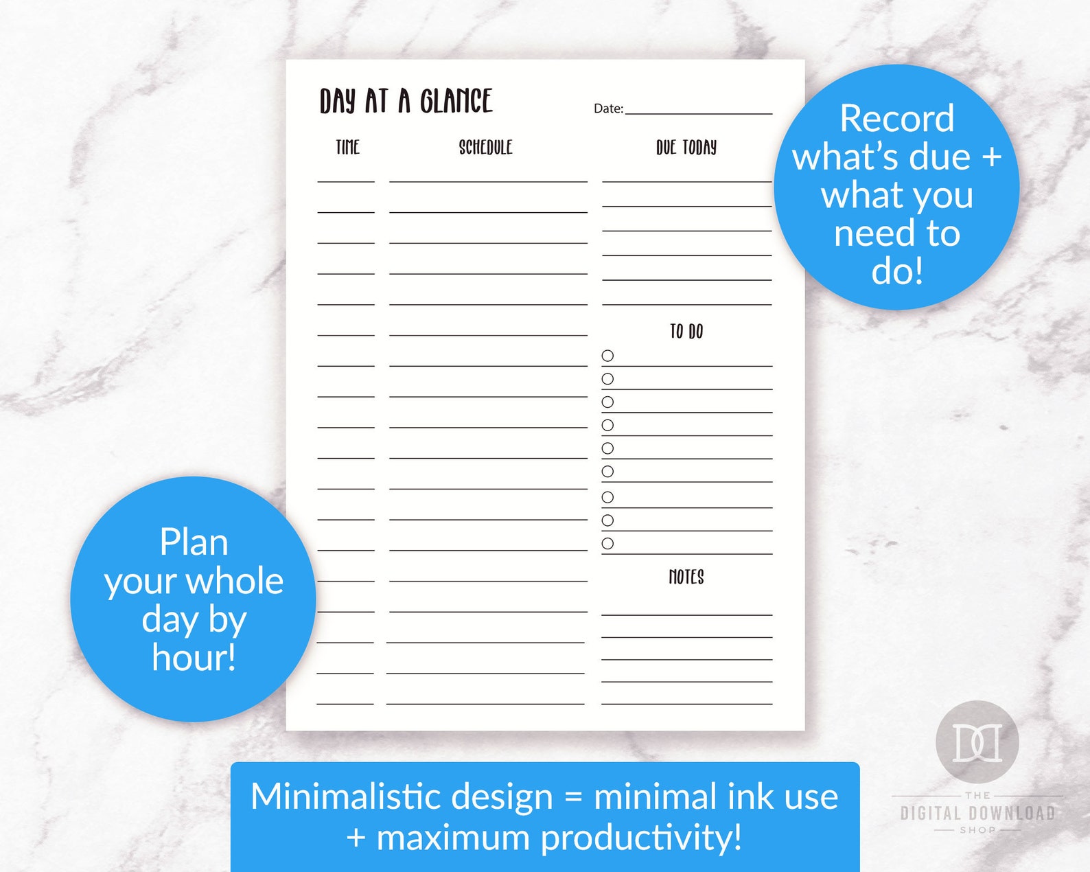 Academic Daily Planner Printable Bullet Journal Day at a | Etsy